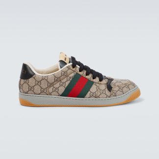 réplique de designer Gucci Baskets GG bordées de cuir Screener