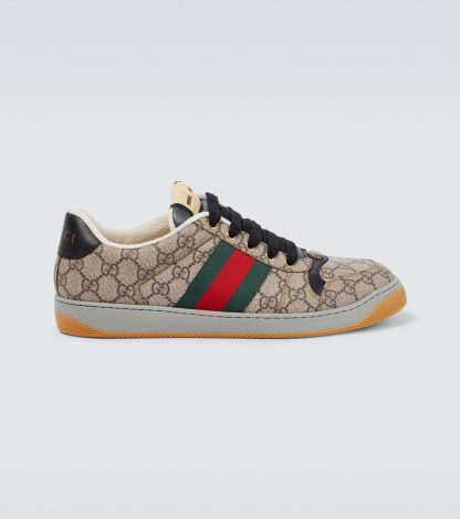 réplique de designer Gucci Baskets GG bordées de cuir Screener