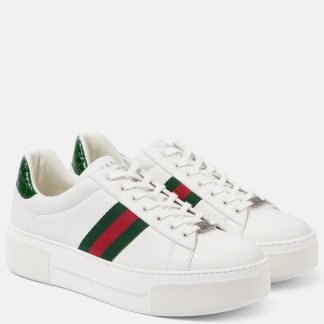 réplique de designer Gucci Baskets Gucci Ace en cuir blanc