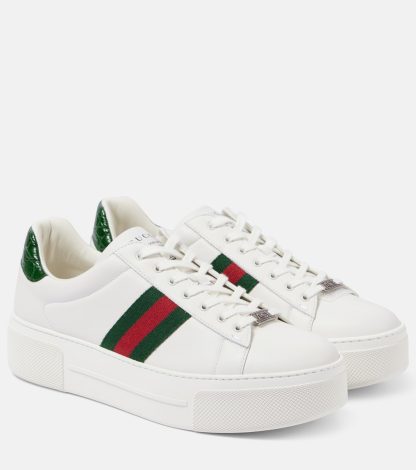 réplique de designer Gucci Baskets Gucci Ace en cuir blanc