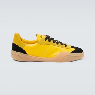 réplique de luxe Acne Studios Baskets en cuir suédé avec logo jaune