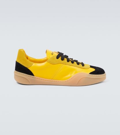 réplique de luxe Acne Studios Baskets en cuir suédé avec logo jaune