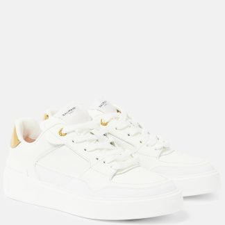 réplique de luxe Balmain Baskets en cuir B-Court Flip blanc