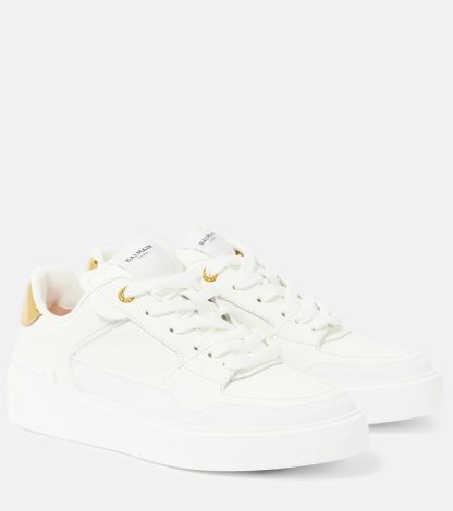 réplique de luxe Balmain Baskets en cuir B-Court Flip blanc