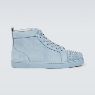 réplique de luxe Christian Louboutin Baskets en daim Louis Spikes bleu