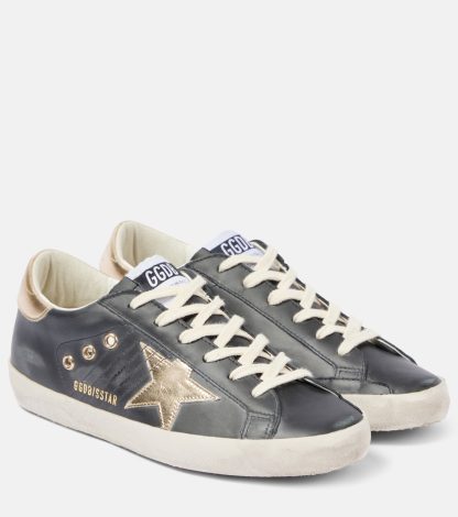 réplique de luxe Golden Goose Baskets Super Star en cuir noir