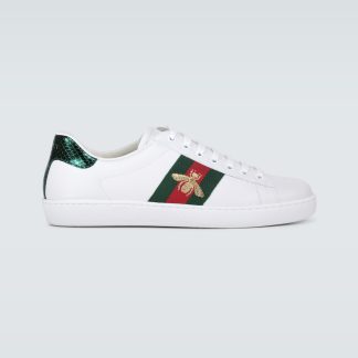 réplique de luxe Gucci Baskets Ace en cuir blanc