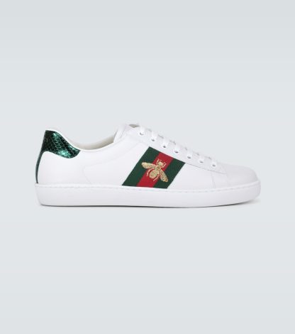 réplique de luxe Gucci Baskets Ace en cuir blanc