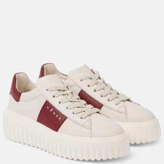 réplique de luxe Hogan Baskets en cuir H-Stripes blanc