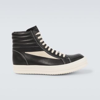 réplique de luxe Rick Owens Baskets montantes en cuir noir