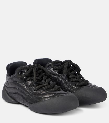 vente chaude designer Alexander McQueen Baskets Flexion en cuir noir