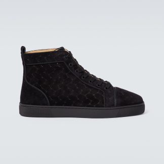 vente chaude designer Christian Louboutin Baskets montantes Louis en daim noir