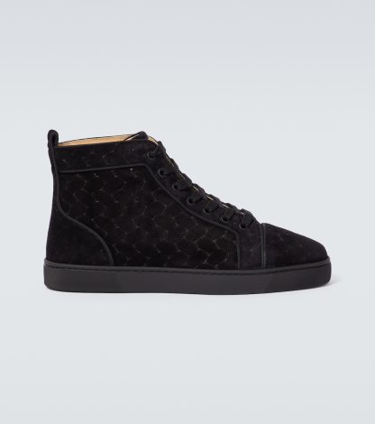 vente chaude designer Christian Louboutin Baskets montantes Louis en daim noir