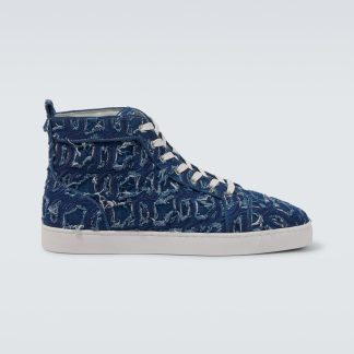 vente chaude designer Christian Louboutin Baskets montantes en denim Louis bleu