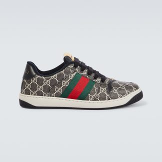 vente chaude designer Gucci Baskets Screener GG en cuir noir