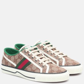 vente chaude designer Gucci Baskets en toile Gucci Tennis 1977 beige