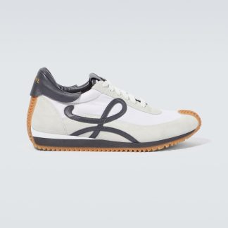 vente chaude designer Loewe Baskets Flow Runner en daim blanc