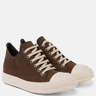 vente chaude designer Rick Owens Sneaks Baskets basses en cuir marron