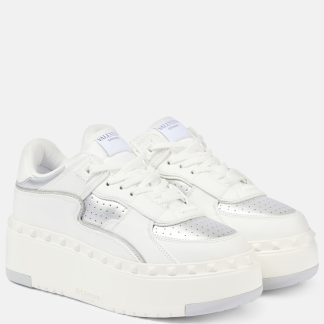 vente chaude designer Valentino Garavani Baskets à plateforme en cuir Freedots XL blanc