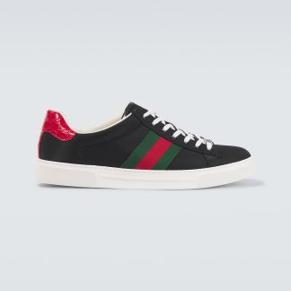 vente chaude luxe Gucci Baskets en cuir noir