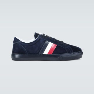 vente chaude luxe Moncler New Monaco sneakers en daim bleu