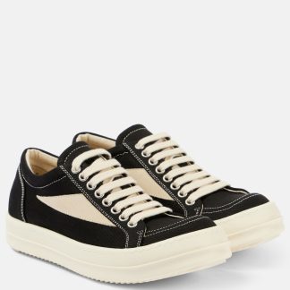 vente chaude luxe Rick Owens Baskets en denim bordées de daim noir