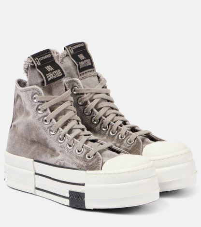 vente chaude luxe Rick Owens X Converse DRKSHDW DBL Drkstar HI sneakers gris