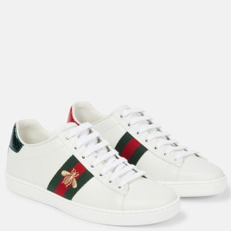 vente en gros de produits de luxe Gucci Baskets Ace en cuir blanc