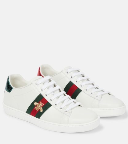 vente en gros de produits de luxe Gucci Baskets Ace en cuir blanc