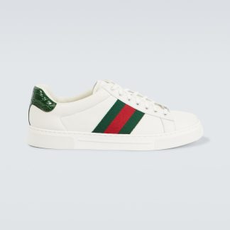 vente en gros de produits de luxe Gucci Baskets en cuir à rayures Ace Web multicolores