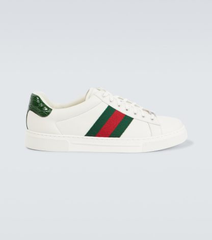 vente en gros de produits de luxe Gucci Baskets en cuir à rayures Ace Web multicolores