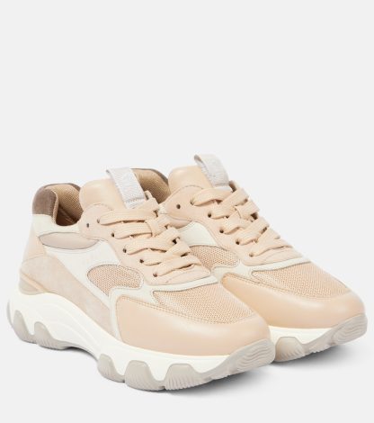 vente en gros de produits de luxe Hogan Baskets Hyperactive en cuir bordé de daim beige