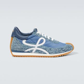 vente en gros de produits de luxe Loewe Baskets Flow Runner en cuir bleu