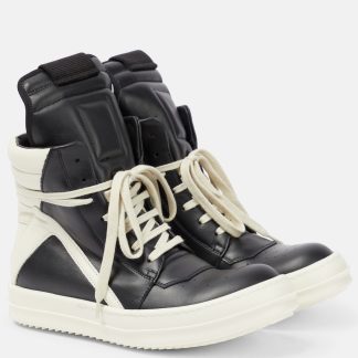 vente en gros de produits de luxe Rick Owens Baskets montantes en cuir Geobasket noir