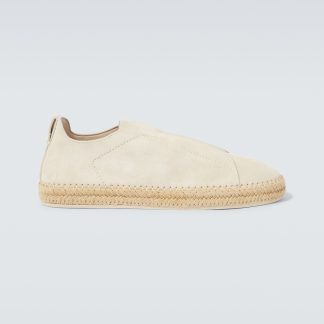 vente en gros de produits de luxe Zegna Espadrilles en daim Triple Stitch blanc