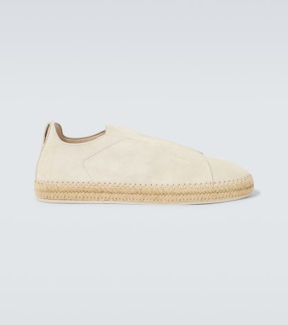 vente en gros de produits de luxe Zegna Espadrilles en daim Triple Stitch blanc